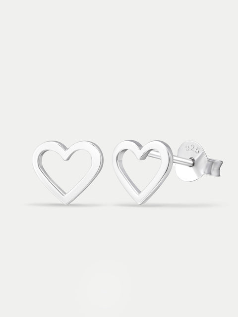 Sterling Silver Heart Stud Earrings