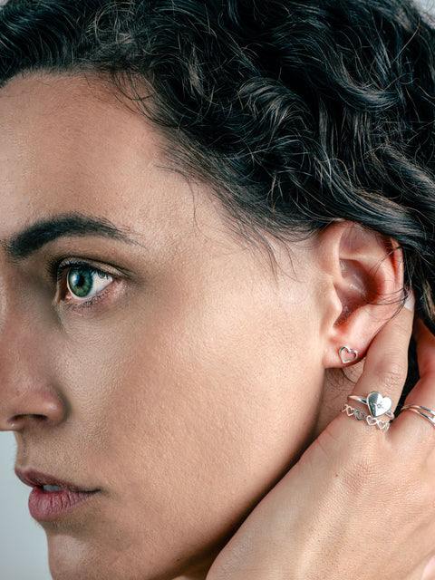 Sterling Silver Heart Stud Earrings