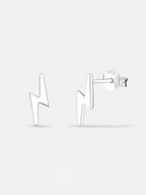 Sterling Silver Lightning Stud Earrings