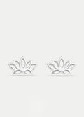 Sterling Silver Lotus Stud Earrings | Silver-Image 1
