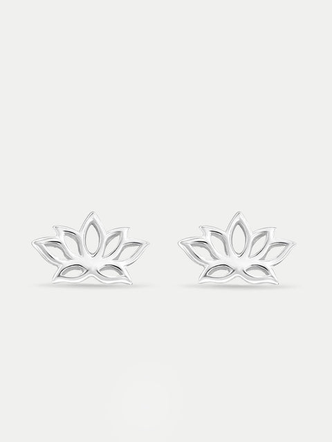 Sterling Silver Lotus Stud Earrings