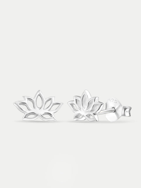 Sterling Silver Lotus Stud Earrings