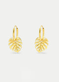 Sterling Silver Monstera Leaf Ear Hoops | Gold-Image 1