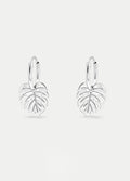 Sterling Silver Monstera Leaf Ear Hoops | Silver-Image 1