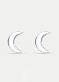 Sterling Silver Moon Stud Earrings | Silver-Image 1