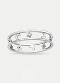 Sterling Silver Moon and Star Alternating Ring | Silver-Image 1