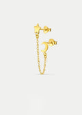 Sterling Silver Moon and Star Drop Stud Earring | Gold-Image 1
