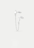 Sterling Silver Moon and Star Drop Stud Earring | Silver-Image 1