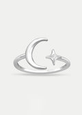 Sterling Silver Moon and Star Ring | Silver-Image 1