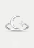 Sterling Silver Moon and Star Ring | Silver-Image 1