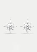 Sterling Silver North Star Gem Stud Earrings | Silver-Image 1