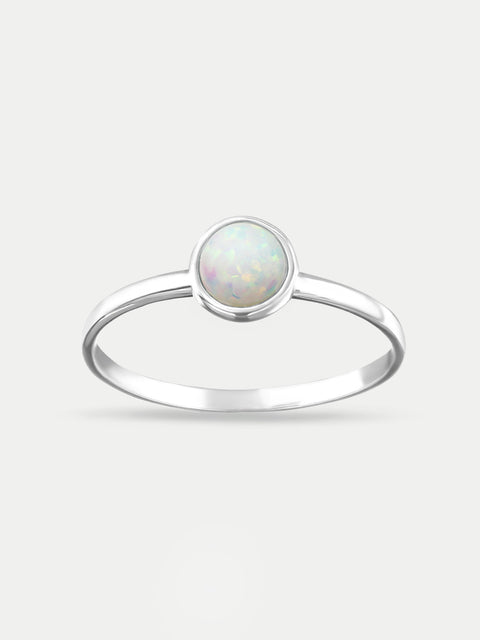Sterling Silver Opal Circle Ring
