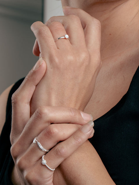 Sterling Silver Opal Circle Ring