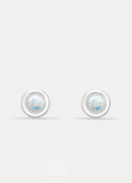 Sterling Silver Opal Circle Stud Earrings | Silver-Image 1