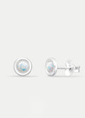 Sterling Silver Opal Circle Stud Earrings | Silver-Image 2