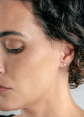 Sterling Silver Opal Circle Stud Earrings | Silver-Image 3