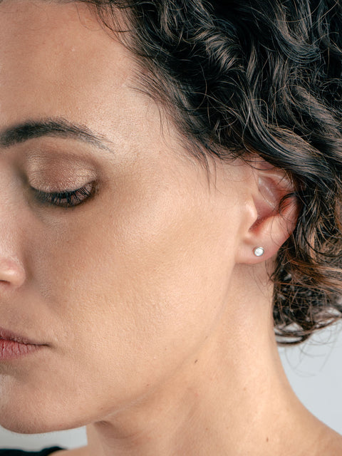 Sterling Silver Opal Circle Stud Earrings