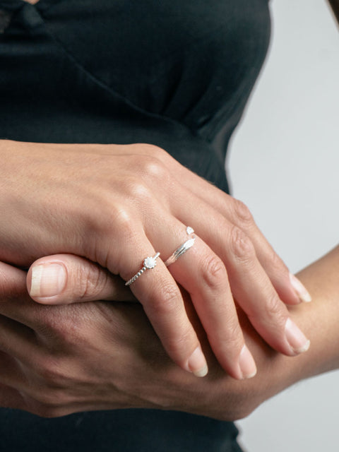 Sterling Silver Opal Dot Ring