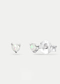 Sterling Silver Opal Stud Earrings | White-Image 2