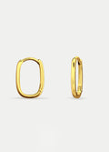 Sterling Silver Oval Huggie Hoop Earrings | Gold-Image 2
