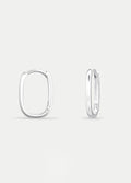 Sterling Silver Oval Huggie Hoop Earrings | Silver-Image 2