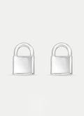 Sterling Silver Padlock Stud Earrings | Silver-Image 1