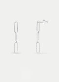 Sterling Silver Paperclip Chain Drop Stud Earrings | Silver-Image 2