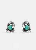 Sterling Silver Snake and Stone Stud Earrings | Silver-Image 1