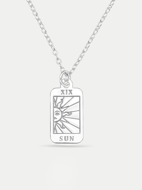 Sterling Silver Sun Tarot Pendant Necklace