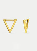 Sterling Silver Triangle Huggie Hoop Earrings | Gold-Image 2