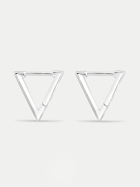 Sterling Silver Triangle Huggie Hoop Earrings