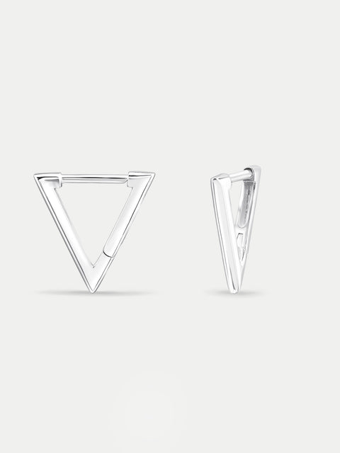Sterling Silver Triangle Huggie Hoop Earrings
