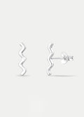 Sterling Silver Wiggle Stud Earrings | Silver-Image 2