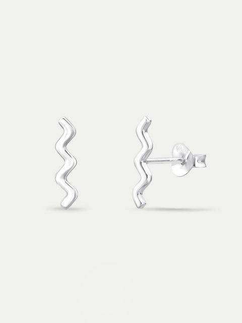 Sterling Silver Wiggle Stud Earrings
