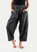 Stonewashed Cotton Barrel Pants | Stone Black-Image 1