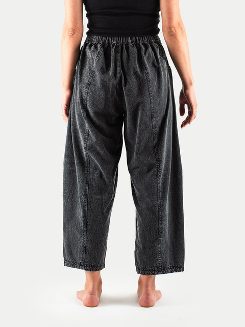 Stonewashed Cotton Barrel Pants