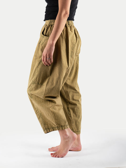 Stonewashed Cotton Barrel Pants