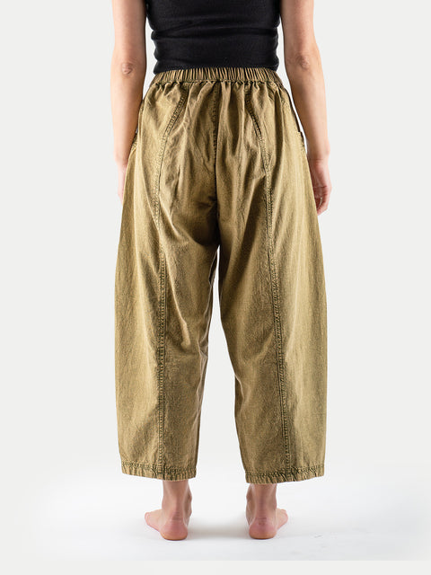 Stonewashed Cotton Barrel Pants