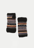 Striped Wool Boho Armwarmers | Black-Image 1