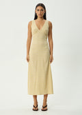 Sunday - Hemp Seersucker Check Maxi Dress | Lemon Check-Image 1
