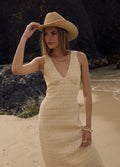 Sunday - Hemp Seersucker Check Maxi Dress | Lemon Check-Image 2