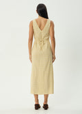 Sunday - Hemp Seersucker Check Maxi Dress | Lemon Check-Image 4