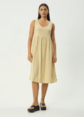 Sunday - Hemp Seersucker Check Midi Dress | Lemon Check-Image 1