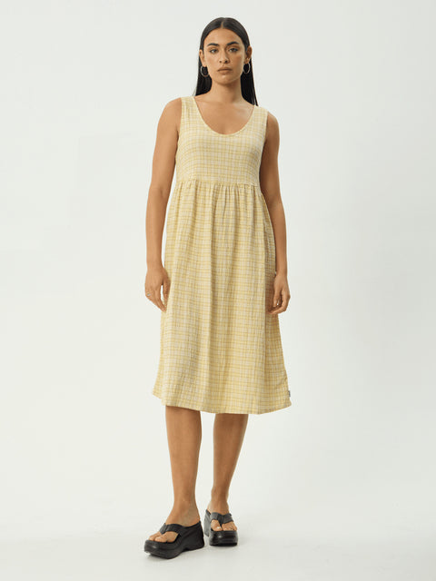 Sunday - Hemp Seersucker Check Midi Dress
