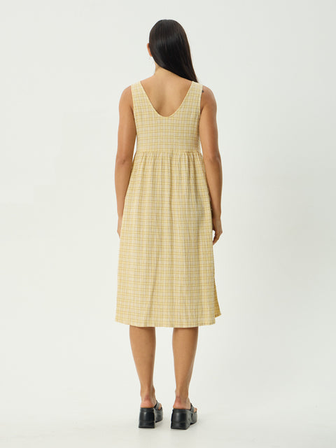 Sunday - Hemp Seersucker Check Midi Dress