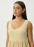 Sunday - Hemp Seersucker Check Midi Dress | Lemon Check-Image 4