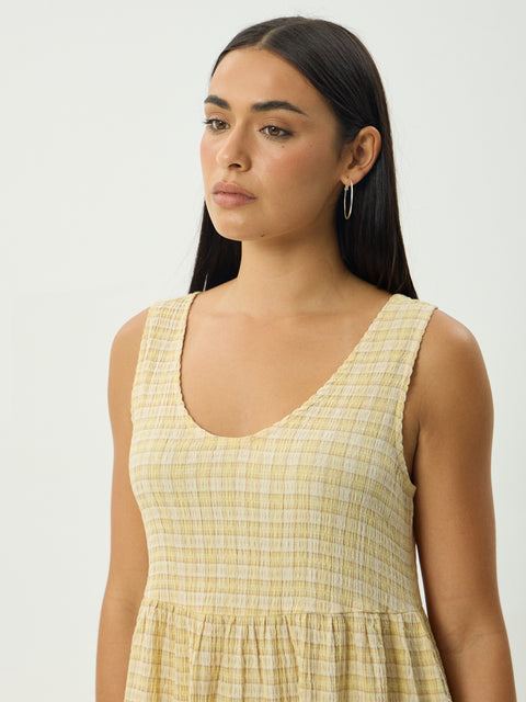 Sunday - Hemp Seersucker Check Midi Dress