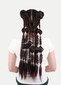 Synthetic Pre-Braided Festival Hair | Brunette + Tinsel-Image 1