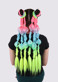 Synthetic Pre-Braided Festival Hair | Rainbow 3-tone-Image 1