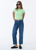 Tagged Shelby Long - Hemp Denim Wide Leg Jean | Graffiti Blue-Image 1